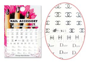 Ezüst Gucci és Dior logók Akril hatású matrica  Y-023-S
