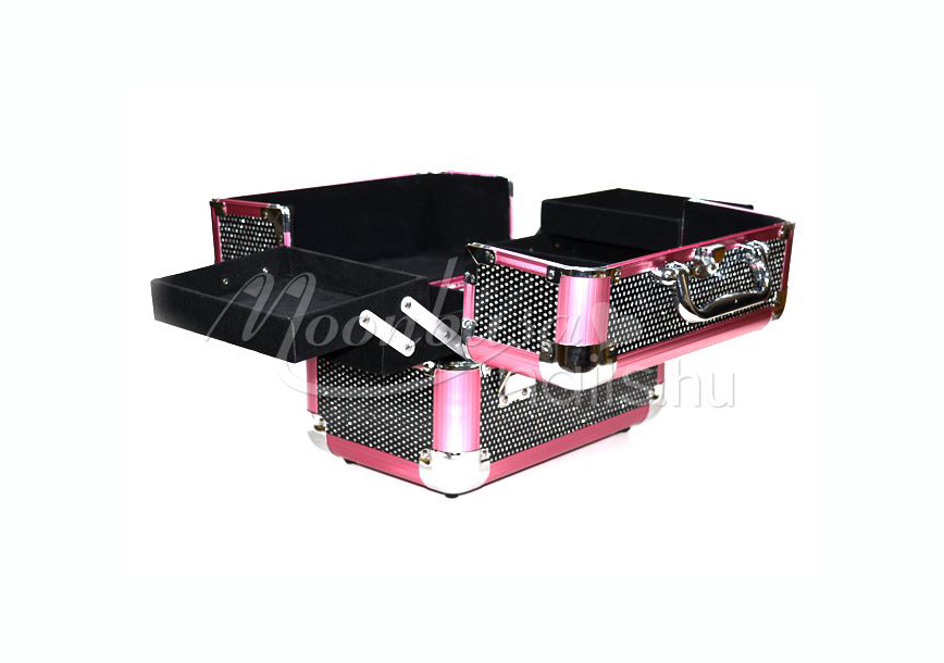 Kozmetikai bőrönd kicsi  #280-B Rózsaszín-fekete csillámos