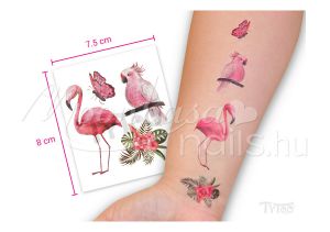 Egzotikus Flamingóval és Papagájjal Matrica tetoválás  CD-001