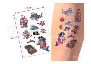 Kalóz Cápák és Kincsesláda Matrica tetoválás  EC-244