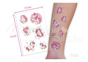 Rózsaszín Unikornisos Matrica tetoválás  EC-649