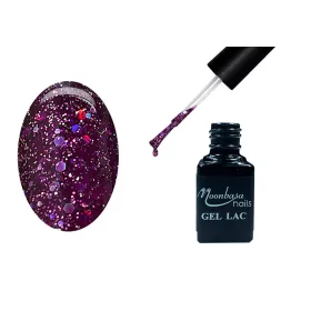   One step géllakk 5ml #264 Sötétbordó szivárvány glitterrel