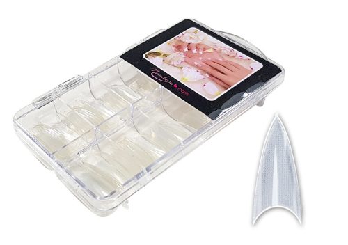Nail tip box 100 db #002-C Stiletto - átlátszó