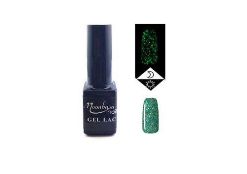 Lac gel fosforescent 5 ml #637 Verde cu sclipici