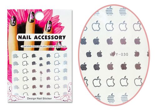 Akril hatású matrica  Y-030-S Ezüst Apple logó