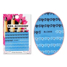   Akril hatású matrica  BLE-0899 Fekete és fehér virágminta sor