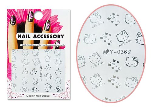 Akril hatású matrica  Y036-S Ezüst Hello Kitty