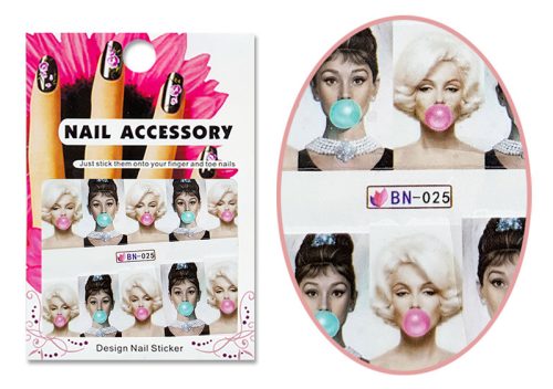 Akril hatású matrica  BN-025 Audrey Hepburn és Marilyn Monroe Bubble Gum