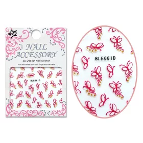 3D Akril hatású matrica  BLE-681D Pink pillangók