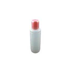   Áttetsző műanyag folyadék flakon pink kupakkal 100ml #006 