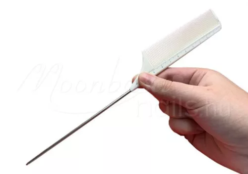 Stíl fésű fém tűvel antisztatikus  #J-06 Fehér