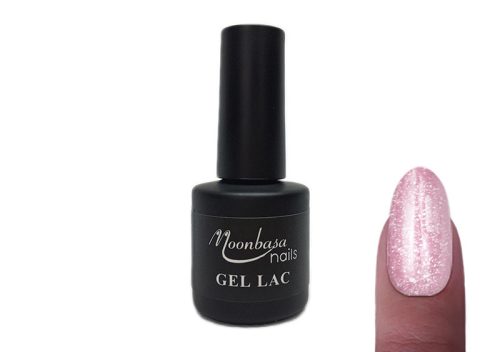 Géllakk 6ml #059 Világos rózsaszín alapon, arany sárga csillámok