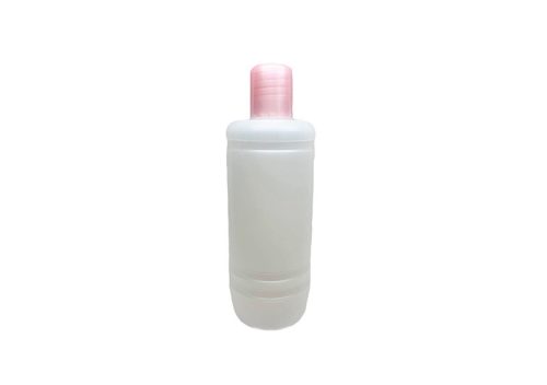 Áttetsző műanyag folyadék flakon pink kupakkal 250ml  