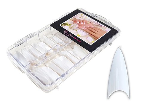 Nail tip box 100 db #002-W Stiletto - fehér