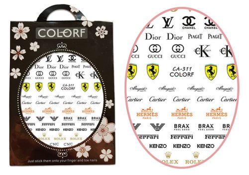 Öntapadós köröm matrica  CA-311 Louis Vuitton Ferrari Gucci Dior