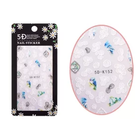 Öntapadós köröm matrica  5D-K152 Fehér-kék minták