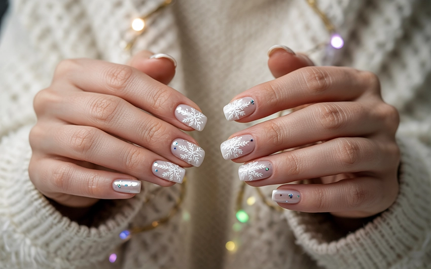 Fehér karácsonyi köröm
