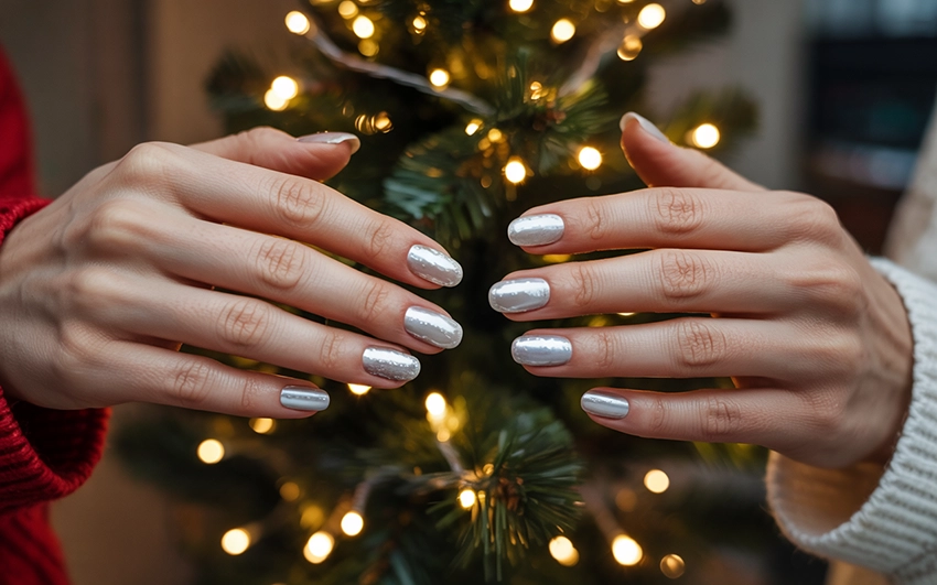Fehér karácsonyi köröm
