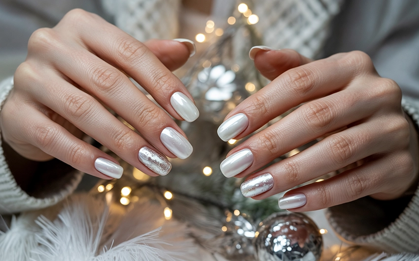 Fehér karácsonyi köröm