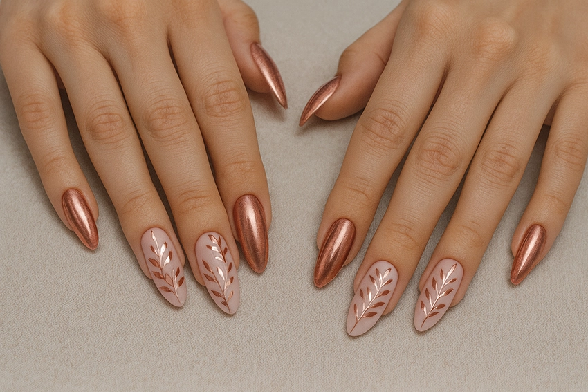 elegáns, bordó árnyalatú körömdíszítés