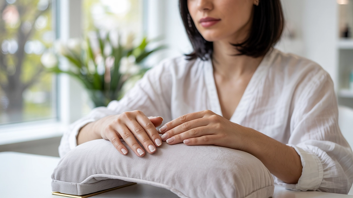 soft french ombre köröm rövid körmökre – géllakk baby boomer technika közelkép