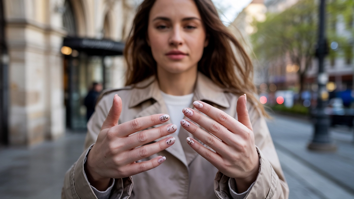 géllakk matrica nail art virágos mintával – tavaszi budapesti utcai élethelyzet 2026
